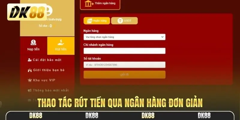 Thao tác rút tiền qua ngân hàng đơn giản